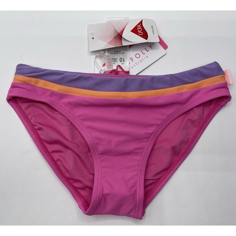Seafolly Bikini Bottom Girls Kids Youth Size‎ 10 Pink Purple Striped
